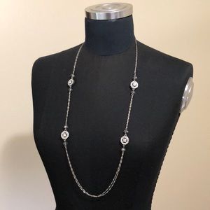 LOFT double strand rhinestone silver necklace